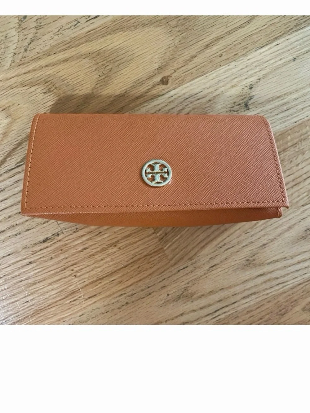 Tory Burch Orange Saffiano Leather Wallet with Gold Logo